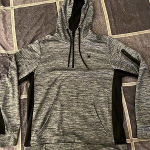 Spyder Active 1/4 Zipper Hooded Sweatshirt, Gray, Lightly Used, Size Large.
